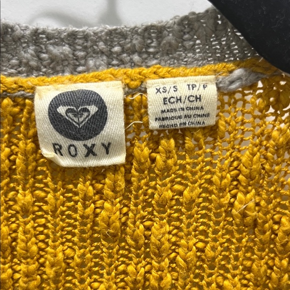 Roxy Open Weave Chevron Cardigan Sweater Sz XS - Picture 4 of 9